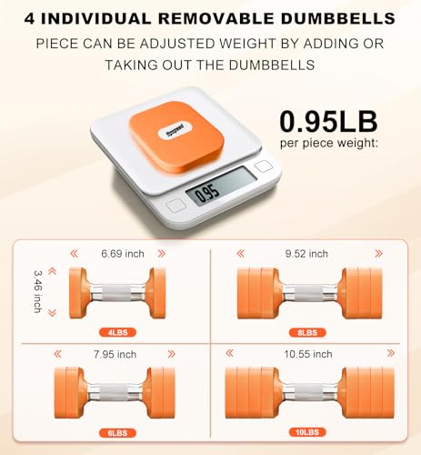 Adjustable Dumbbell Set for Women Men 7.5LB/10LB/15LB/20LB/25LB Each - color: Orange, style: 10LB Each [20 LBS Total]