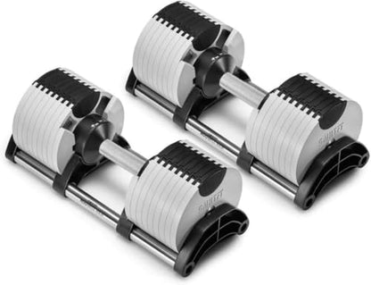 SMRTFT NUOBELL Adjustable Dumbbells 5–100 lb Set | Original NUOBELL | 26 Weights in 1 for Home Gym Strength Training | Steel-Knurled Handle | Space-Saving Dumbbell Set of 2 | 2-Year Warranty - color: Ash