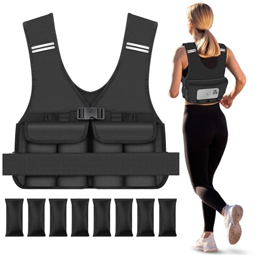 Adjustable Weighted Vest for Woman Men With Shoulder Pads 2-10 lbs/2-18 lbs, Weighted Vest For Walking, Running, Cross Training, Muscle Building,Improve Bone Health- Comfortable, Washable