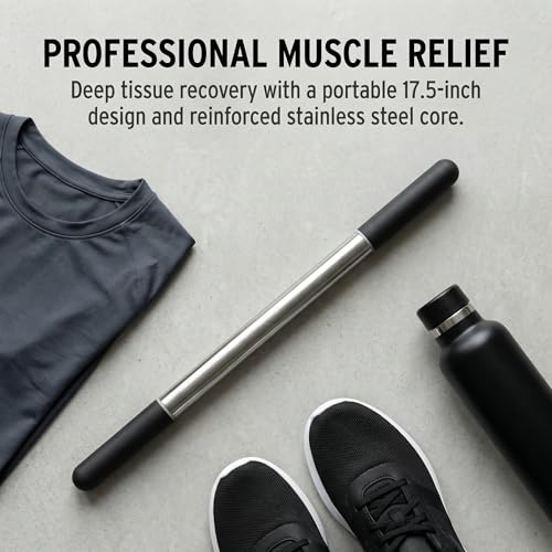 17.5”Muscle Roller Massage Roller Stick for Myofascial Release - color: Black