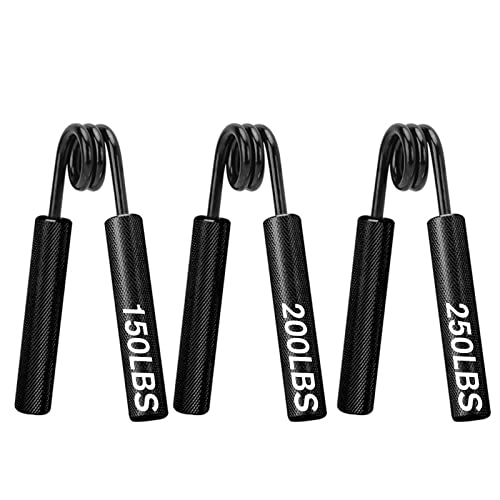 Hand Grip Strengthener,3 Pack (150,200,250lbs) Grip Strength Trainer Forearm Strengthener Hand Strengthener for Home Gym & Office - color: Black