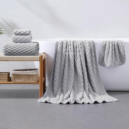 Extra Large Bath Towel Set of 6 (40"x80"),Oversized Bath Sheet Super Soft Highly Absorbent Microfibers Quick Dry Luxury Shower Towel for Bathroom Spa Gym Hotel Yoga (Grey, 6Piece)