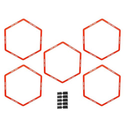 5pcs/ Hex Agility Ring Outdoor Exercise Ring Agility Footwork Training Ring Diameter 50cm - color: Orange
