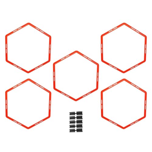 5pcs/ Hex Agility Ring Outdoor Exercise Ring Agility Footwork Training Ring Diameter 50cm - color: Orange