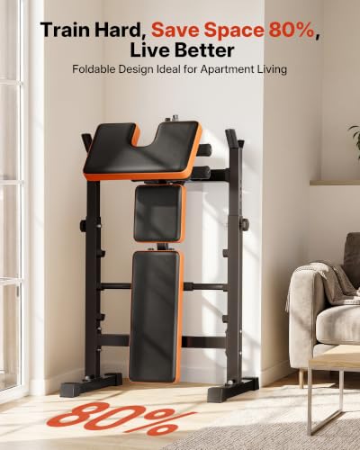 YOLEO 6 in 1 Adjustable & Foldable Weight Bench Set for Bench Press