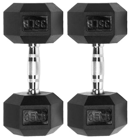Fitvids Rubber Coated Dumbbell Weights, Free Weights for Home Gym Strength Training, Anti-Roll Hex Dumbbells