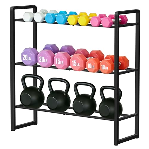 LOFTEY 3 Tier Dumbbell Rack, Weight Rack for Home Gym Dumbbells, 330 Lbs Capacity Weight Holder, Dumbbell Rack Stand Only