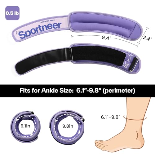Sportneer Ankle Weights 0.5/1/2/3/5 LBS 1 Pair Wrist Leg Arm Weights - color: Purple, size: 0.5 lb x 2