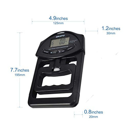 Digital Hand Dynamometer Grip Strength Measurement Meter Auto Capturing Electronic Hand Grip Power 198Lbs / 90Kgs - color: Black