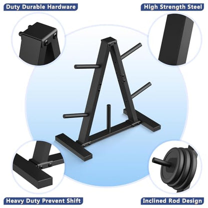 Weight Plate Rack, Weight Tree, Home Gym Storage Stand, Holds 300 lbs - color: 1-inch Black
