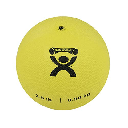 CanDo Soft Medicine Ball 5" Diameter 2lb Yellow Exercise Ball for Physical Therapy and Fitness Exercises, Easy Grip Rubber Weighted Ball for Workouts - size: 2 Pound
