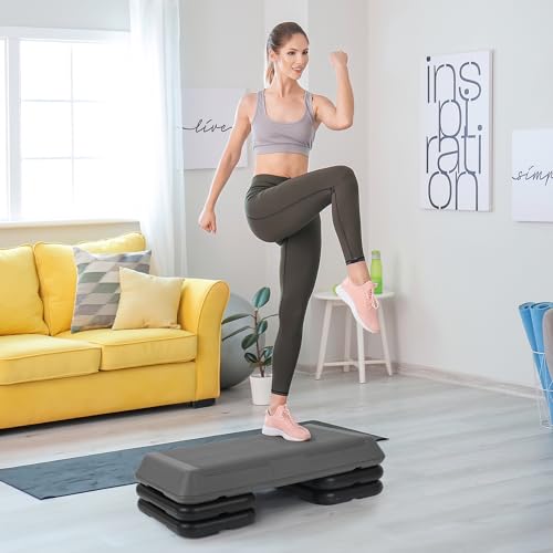 HomGarden 28.15" & 43" Adjustable Workout Aerobic Stepper in Fitness & Exercise Step Platform Trainer Stepper