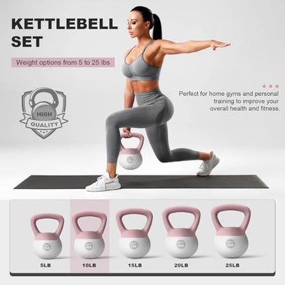 NEALFIT Soft Kettlebell 5LB/10LB/15LB/20LB/25LB, Kettlebells for Home Gym Strength Training, Anti-Slip Fitness Weights for Men Women - color: 25LB Pink-White