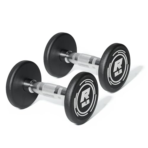 RitFit 5-250 LBS PVC Encased Round Dumbbell sets with Knurled Handle and Optional Rack, Strength Training Equipment for Home Gym - style: 5LB×2