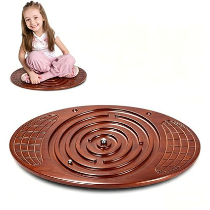 Wooden Balance Board With Maze, Wobble Board for Kids, Toddlers, Teens & Adults for Exercise Training, Wobble Balance Board for Core Training, Surf/Ski/Skate Prep, Rated for 440 Pounds of Weight