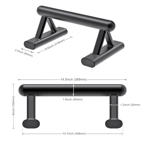 SELEWARE Wood Push Up Bars Steel Calisthenic Parallette Bars Handstand Bars - color: B: Steel Grip (14.5"L x 6"H)
