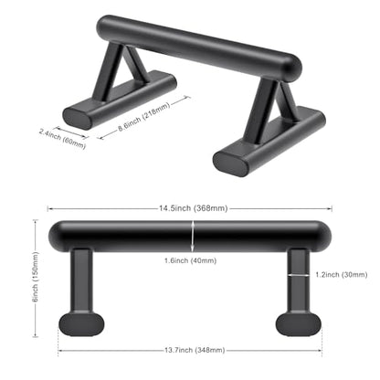 SELEWARE Wood Push Up Bars Steel Calisthenic Parallette Bars Handstand Bars - color: B: Steel Grip (14.5"L x 6"H)