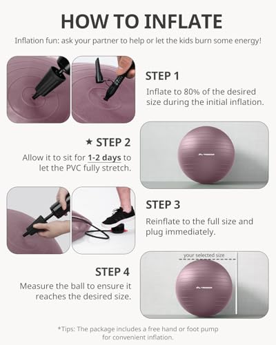 Trideer Exercise Ball, Stability Yoga Ball for Physical Therapy, Active Sitting, Pregnancy & Birth Labor Prep, Core Strength, Balance Training, Posture Improvement and Daily Stretching, 55/65/75cm