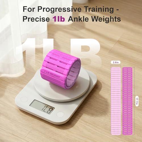 SE7EN Magnetic Ankle Weights for Women & Men | Set of 2 Weights (1 lb Each) | Adjustable Size Silicone Wirst & Leg Weights for Pilates, Yoga, Pool, Gym