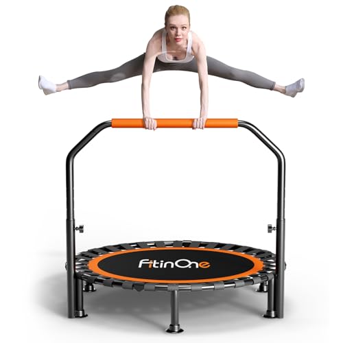 40"/48" Foldable Mini Trampoline Load 330lbs, Portable Exercise Rebounder with Durable Bungee Band, Fitness Trampoline for Adults and Kids