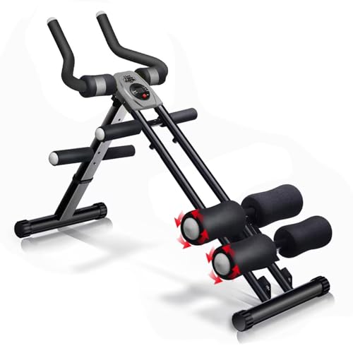 Foldable Ab Workout Machine for Home Gym – Adjustable Core & Waist Trainer for Women, Full Body Abdominal Exercise Equipment with Resistance Bands & LCD Display