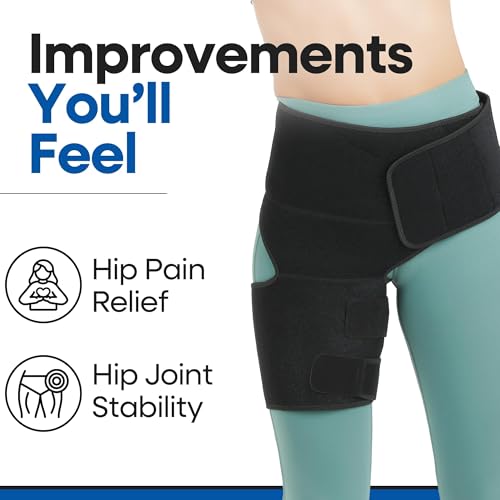 ARMSTRONG AMERICA Hip Brace For Women & Men - Groin Strain Compression Wrap for Hamstring, Hip Flexor, Sciatcica Pain Relief - Hamstring & Hip Support Thigh Compression Sleeve - SMALL/RIGHT LEG - size: Small/Medium, style: Right