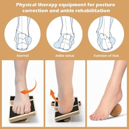Ankle Balance Board with Massage Ball, Foot Strengthener Trainer | Wooden Balance Board, Foot Massage Ball, Non-Slip Design, Beginner-Friendly, For Ankle Strength Training