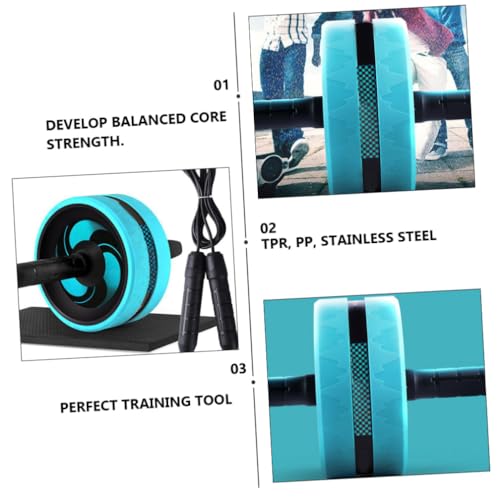 Ab Roller Wheel Exercise Kit with Knee Pad and Jump Rope, Blue Fitness Roller Wheel for Abdominal Exercise and Core Strength Training at Home