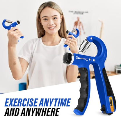Hand Grip Strengthener Trainer with Adjustable Resistance 10-130lbs (4.5-59kg), Forearm Hand Grip Strength Exerciser for Muscle Building, Injury Recovery, and Therapy Stress Relief