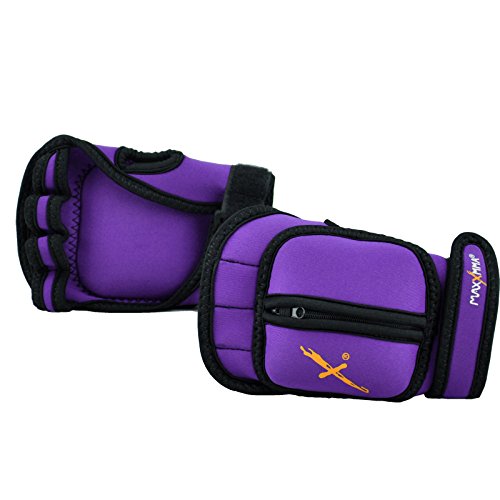 Adjustable Weighted Gloves, 2 lb. Set - Removable Weight (2 x 0.5 lb. Each Glove) for Sculpting MMA Kickboxing Cardio Aerobics Hand Speed Coordination Shoulder Strength - color: Purple