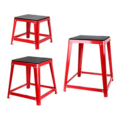 Plyometric Platform Box, Plyometric Box Jump Set for Home Gym Training, Crossfit, Conditioning, Strength Training (12/18/24/30 Inch) - color: Red 3 sets