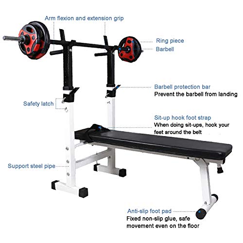 Adjustable Workout Bench, Foldable Sit Up Bench, Weight Bench, Dip Stand, Squat Stand, Home Gym, Bench Press, Workout Equipment for Strength Training