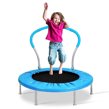 Lyromix Mini Trampoline for Kids, Indoor Toddler Trampoline with Handle, Child Small Rebounder Trampoline for Indoor and Outdoor Use