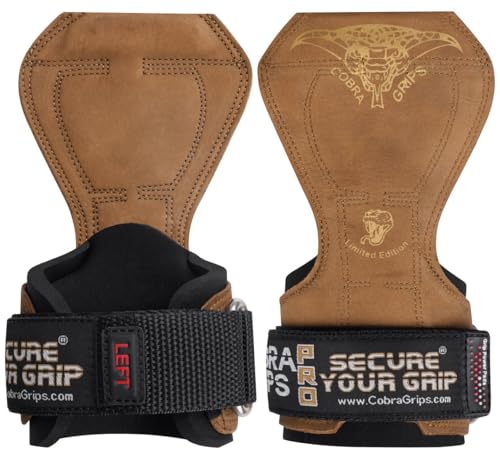 Cobra Grips Weight Lifting Gloves with Adjustable Neoprene Padded Wrist Wraps - Heavy Duty Alternative to Power Lifting Hooks for Deadlifts - color: A PRO Brown Leather, size: 5.5 - 8.75"