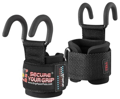 Weight Lifting Rod Hooks Heavy Duty Wrist Wraps Power Weight Lifting Training Gym Grips Straps Set of 2 - color: BLACK, size: MEN-Wrist Size Large