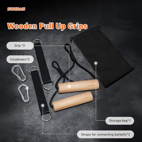 Wooden Pull Up Balls Grips Hand Grips Strength Trainer Exerciser for Chin Up Bar, Kettlebell, Barbell Home Gym Workout Equipment Rock Climbing Grips for Strength Training Max Load 500lbs