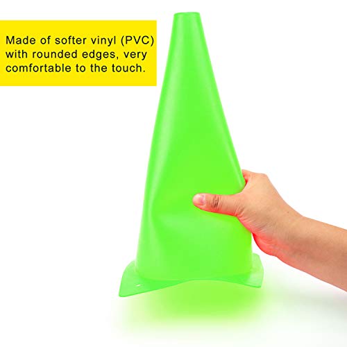 12 Inch Traffic Training Cones, Plastic Safety Parking Cones, 6 Colors - color: Green, Set of 12