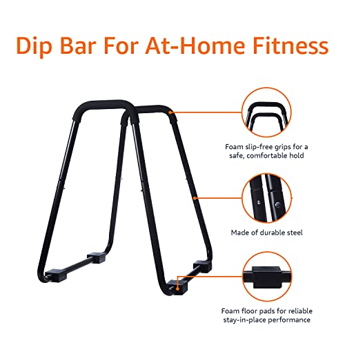 Amazon Basics Dip Bar Station, Portable Strength Training Stand for Tricep Dips & Calisthenics, Home Gym, 661 lb Weight Capacity, Black