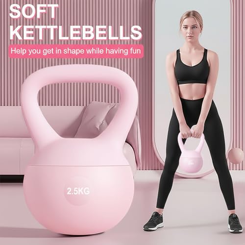 5.5lb Soft Kettlebell Cushioned Impact-Resistant, Non-Slip TPE Coating, Home Workout Kettlebell Weights for Beginners, Pilates, Strength and Cardio Training