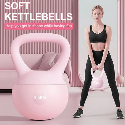 5.5lb Soft Kettlebell Cushioned Impact-Resistant, Non-Slip TPE Coating, Home Workout Kettlebell Weights for Beginners, Pilates, Strength and Cardio Training