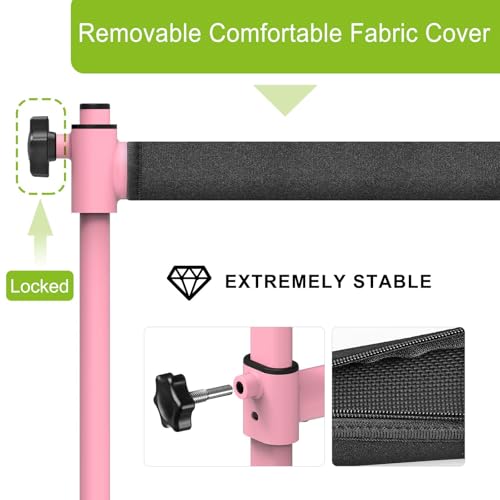 Dolibest Freestanding Ballet Bar, Height Adjustable Ballet Bar, Heavy Duty Dance Bar, with Non-Slip Rubber Pads, Enhanced Stability, Dance/Yoga/Fitness Stretching Bar, Ideal for Kids and Adults - color: Pink- 6ft Steel Cross Bar+ Black Cloth Cover