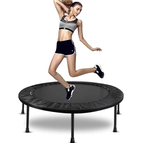 40"/48" Fitness Rebounder Trampoline with 4-Level Adjustable Foam Handle, Quiet and Stable Exercise Trampoline for Kids Adults, Indoor/Outdoor Mini Trampoline - color: Black 2