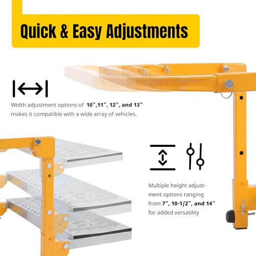 MAXXHAUL 50694 21-1/2" x 7.3" Adjustable Truck Tire Service Step with Non-Slip Platform Foldable 300-lb Capacity — Fits up to 31" Tire Diameter