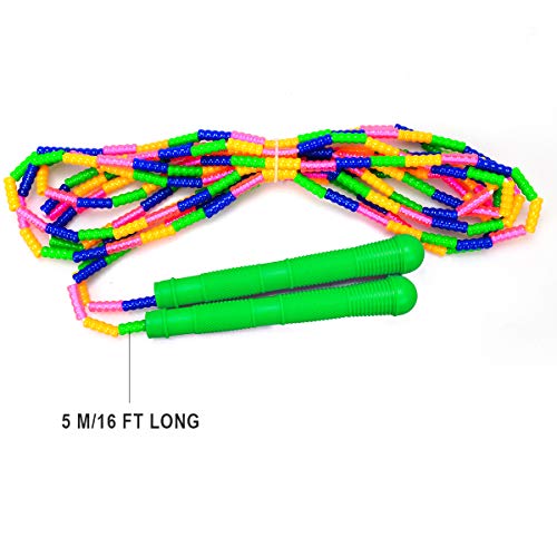 16 FT Long Jump Rope(2 PACK), Double Dutch Jump Ropes, Soft Beaded Skipping for Kids Adults, Plastic Segmented Long Enough for 4-5 Jumpers