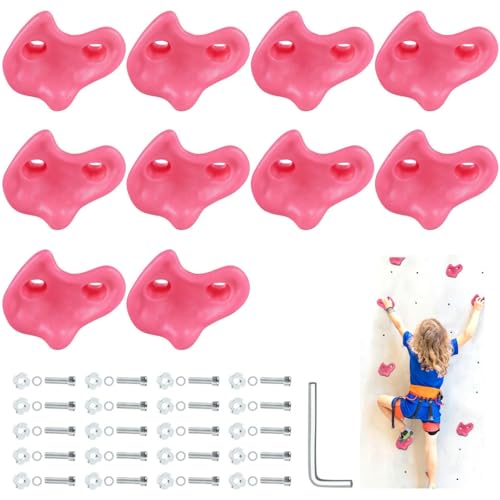 veimia Rock Climbing Holds for Kids, 10PCS Extra Large Climbing Wall Grips with Mounting Hardware and Hex Wrench, Indoor Outdoor Playground Rock Wall for Wooden Board, Weight Capacity 230 lbs - color: Peach, size: 10PCS
