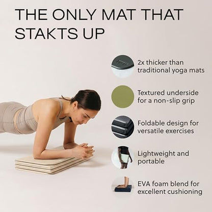Stakt The Original Foldable Yoga Mat, Premium Foldable Exercise & Workout Mat with Non-Slip Surface, Lightweight Portable for Studio or Home Use, As Seen on Shark Tank