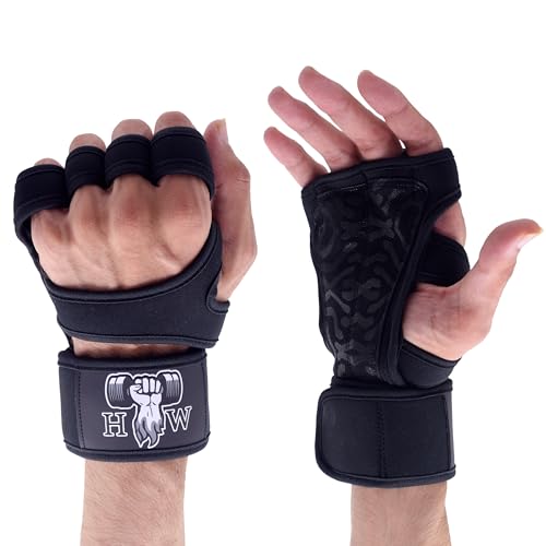 HW Weight Lifting Gloves for Men & Women – Gym Workout Gloves with Wrist Support, Full Palm Protection & Grip – Breathable Gloves for Crossfit, Training, Fitness & Strength Workouts - size: X-Small