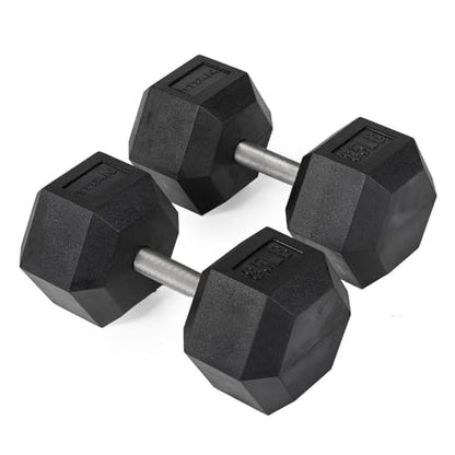 Titan Fitness Free Weights, Rubber Coated Hex Dumbbell, Straight Stainless Steel Handle, Strength Training, Full Body Workout - style: 85 pound Pair