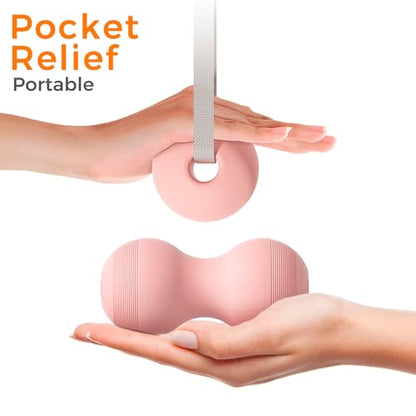 VICSKY Peanut Massage Ball with Handles & Pull Strap - Dual Trigger Point Therapy for Feet, Legs, Neck, Muscle Pain Relief, Myofascial Roller with Adjustable Strap (Pink)