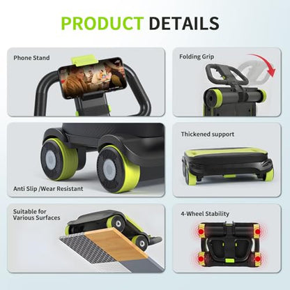 IRISFLY New 4-Wheel Abdominal Roller,Upgraded High-Performance Ab Roller Wheel,Automatic Rebound Ab Roller Board, Strengthen Core & Abs, Ab Machine Perfect for Home Workout